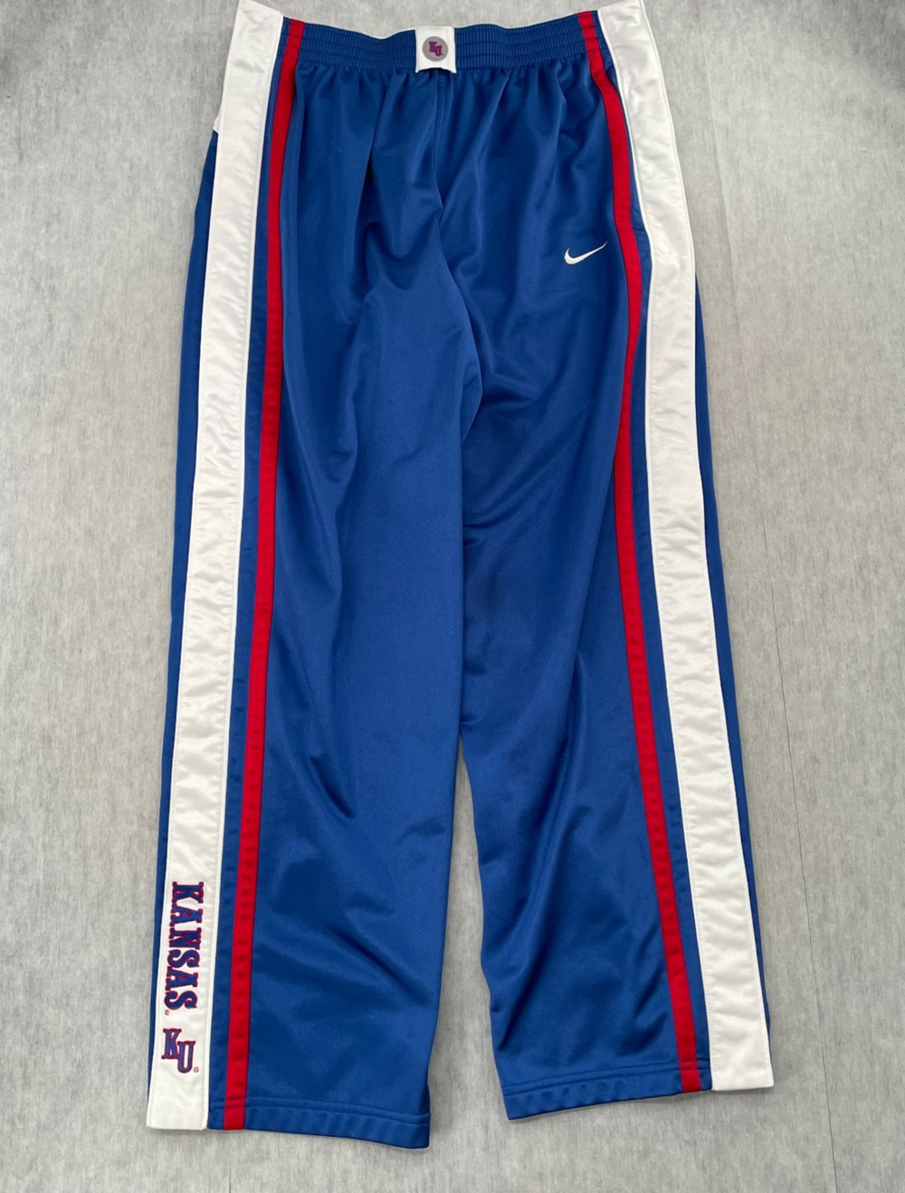 VINTAGE Kansas Jayhawks Pants Adult XL Blue Nike Elite Tearaway Basketball Snap